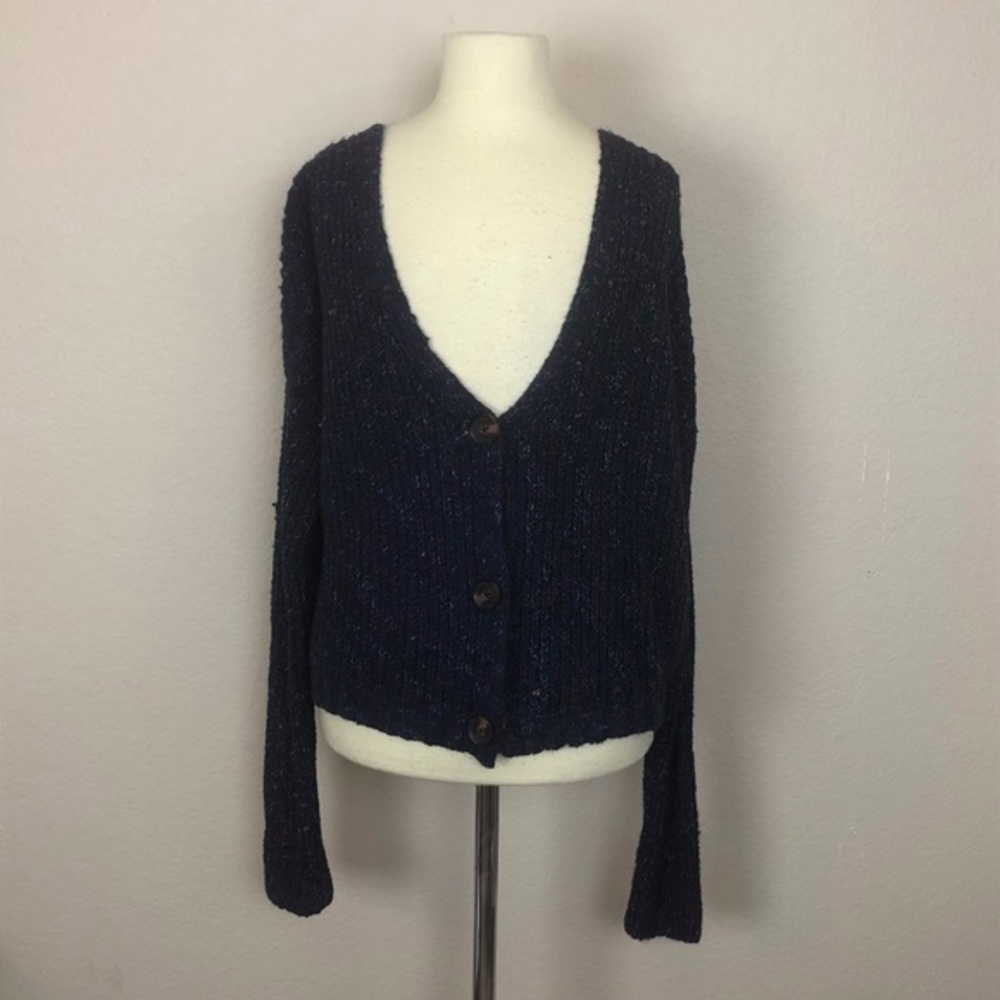 Wild Fable Blue Knit Sweater Cardigan Top (Small)